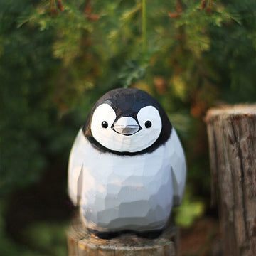 Handmade Carved Emperor Penguins Figurine